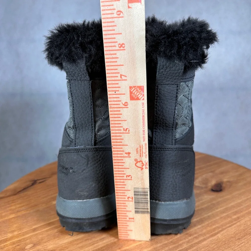 Bearpaw Winter Boots Women Size 11 Black Waterproof Quilted Faux Fur Good
